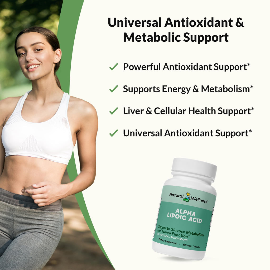 Natural Wellness Alpha Lipoic Acid 600 mg Antioxidant - 60 Capsules - image 3