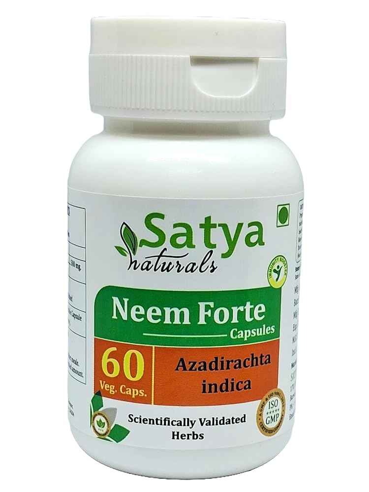 Satya Naturals Neem Forte 500 mg Vegetarian Capsules - 240 Count - image 3