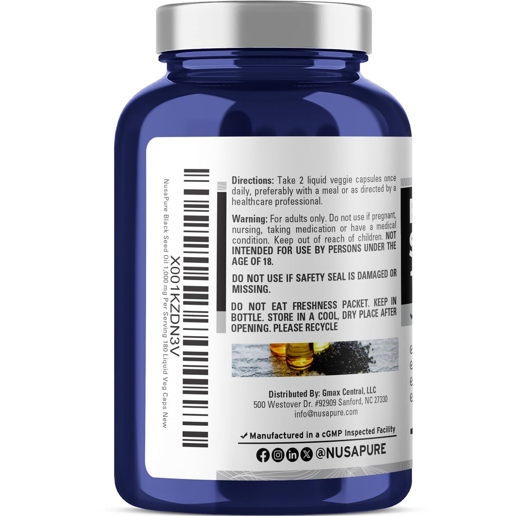 NusaPure Black Cumin Seed Oil 1000mg - 180 Liquid Capsules - image 2