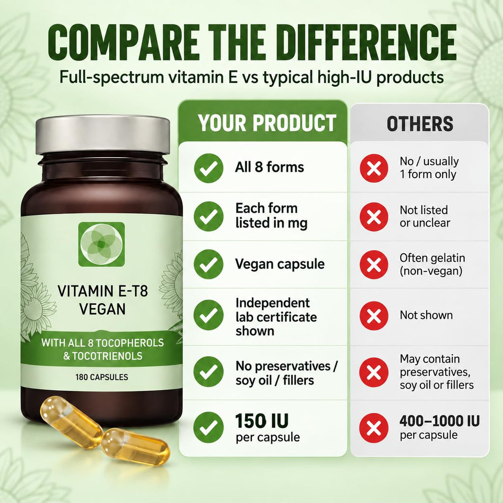 Procapsin Natural Vegan Vitamin E Capsules, All 8 Forms