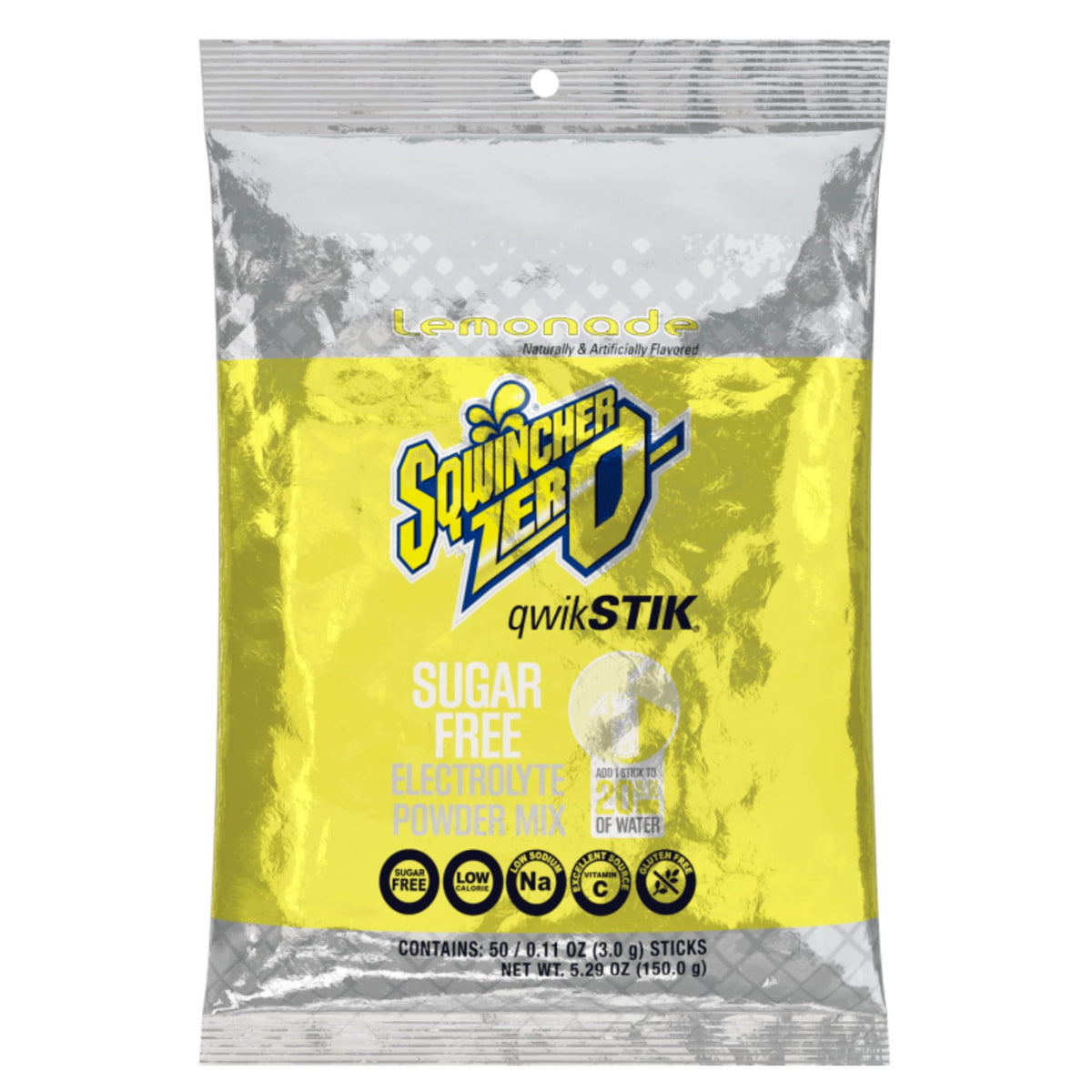 Sqwincher Zero Qwik Stik Electrolyte Replacement Lemonade - 50 Sticks