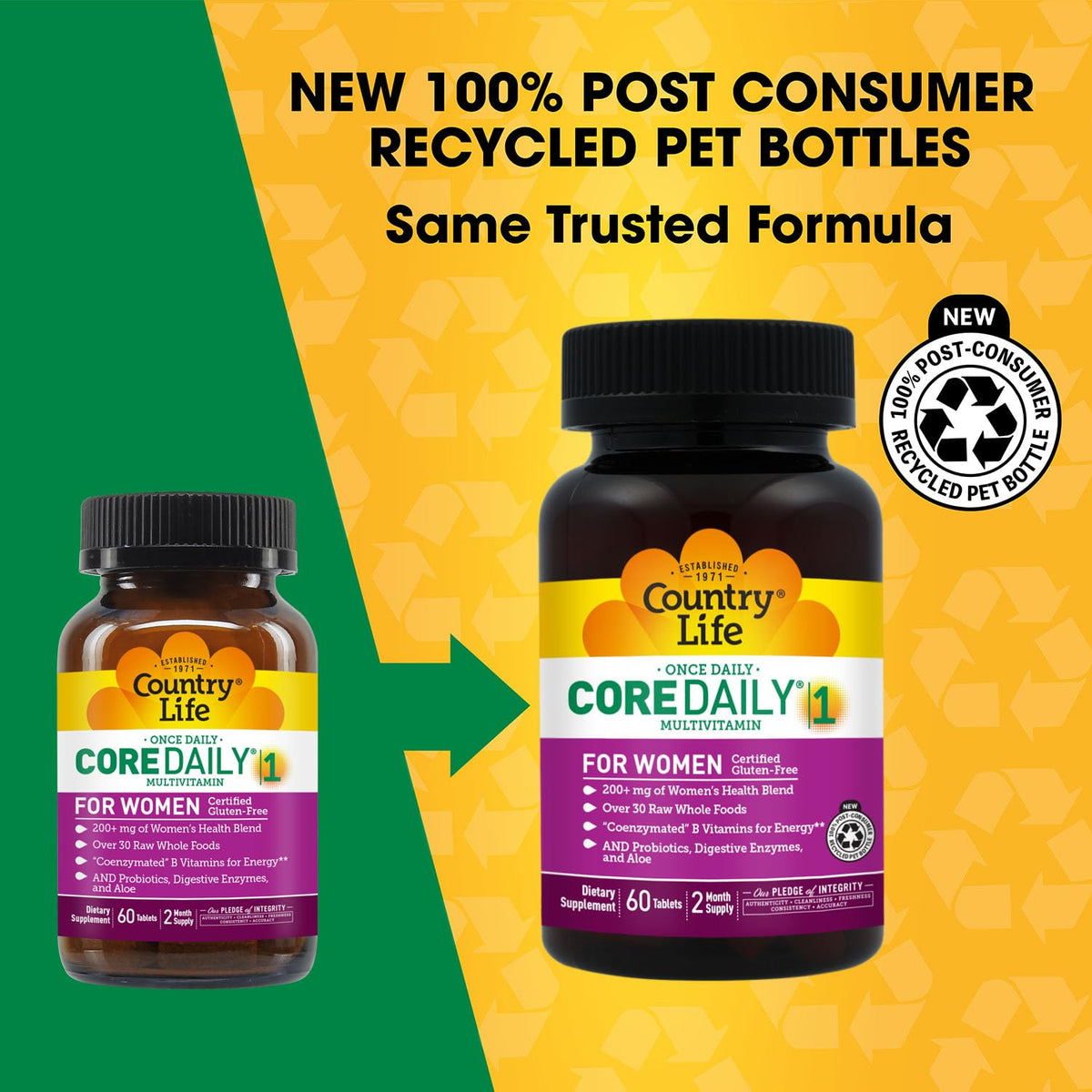 Country Life Core Daily 1 Women's Multivitamin with Iron - 60 Tablets - image 3
