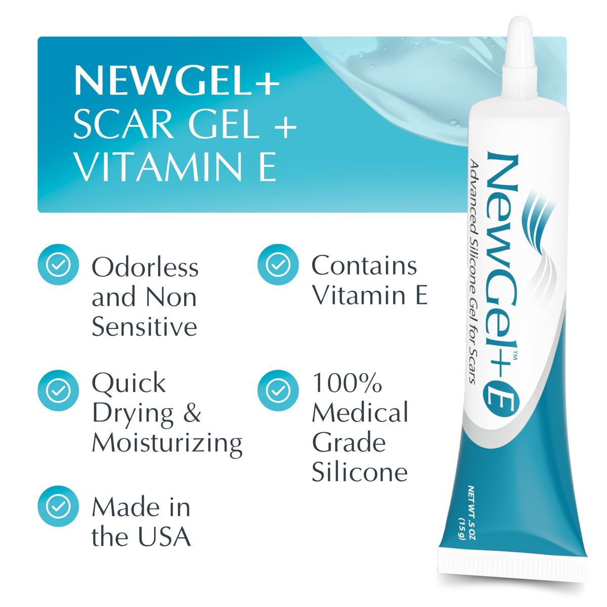 MyNewGel NewGel+ Medical-Grade Silicone Scar Gel with Vitamin E - 0.5 oz - image 2