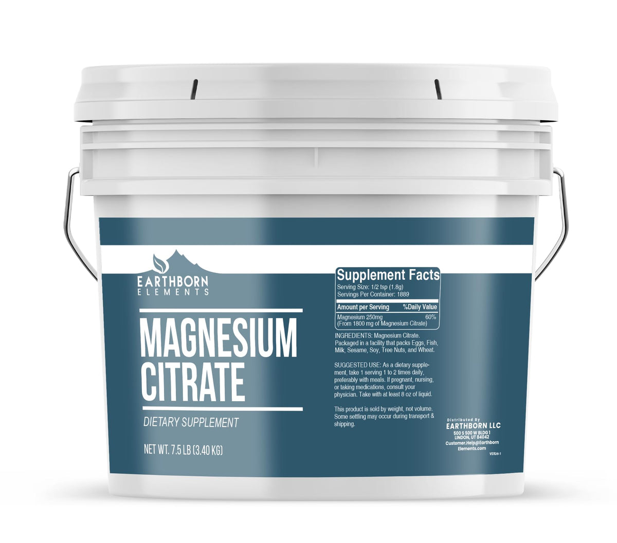 Earthborn Elements Magnesium Citrate Powder - 120 Ounce