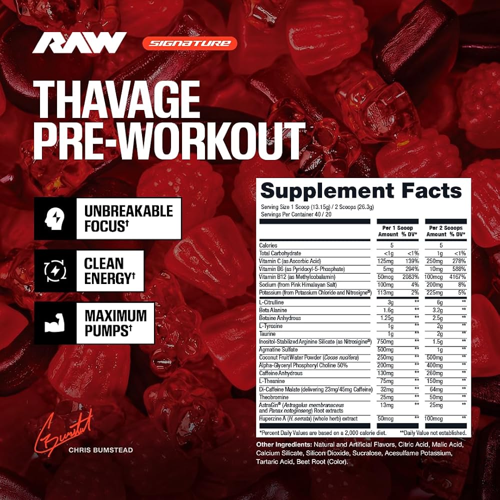 RAW Thuper Thavage Pre Workout Powder - 18.55 oz - image 2