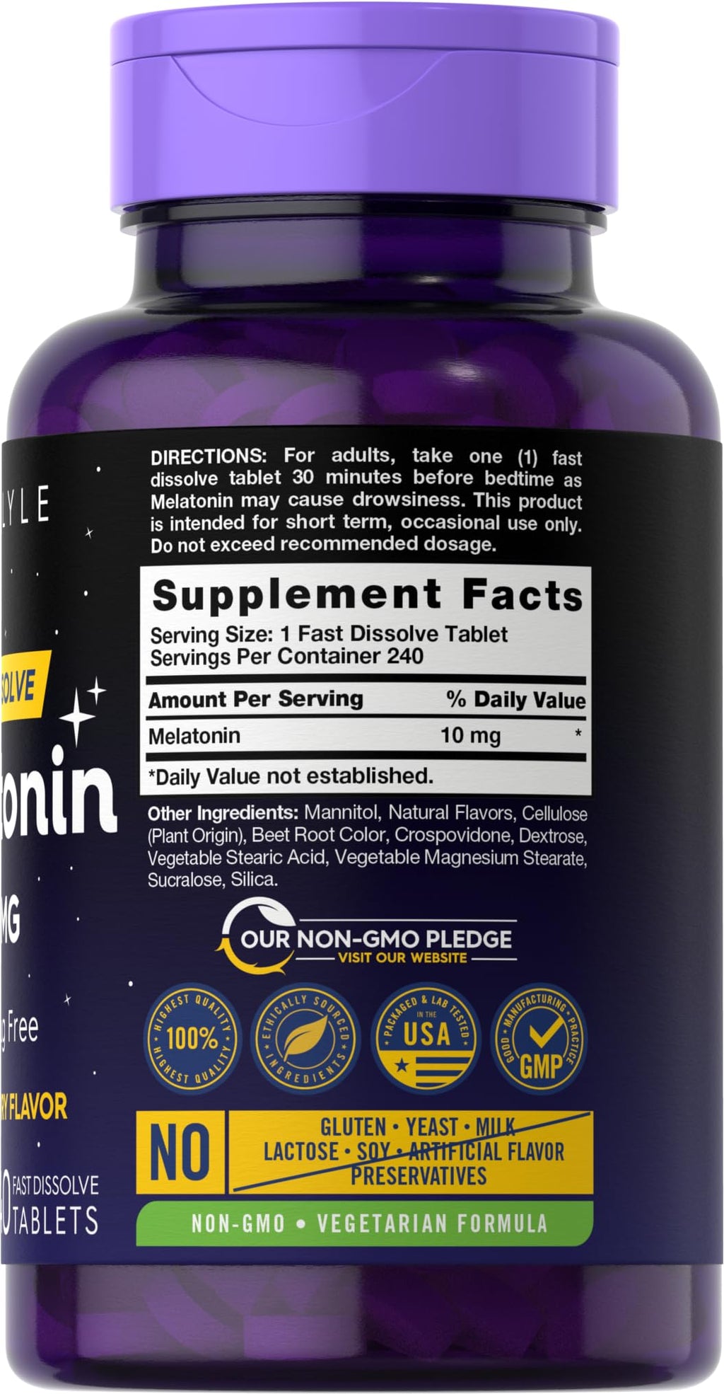 Carlyle Melatonin 10mg Fast Dissolve Tablets - 240 Count - image 2