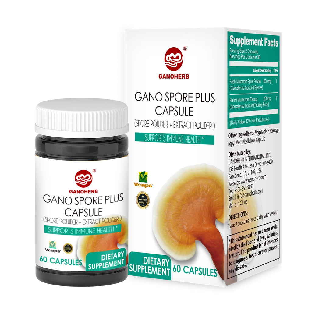 GANOHERB Organic Reishi Mushroom Capsules with 100% Ganoderma Lucidum