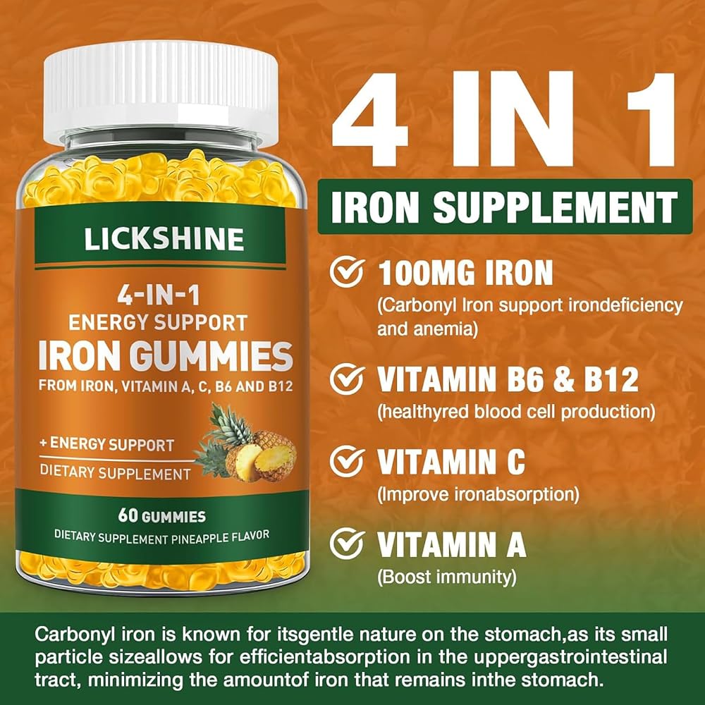 lickshine Iron Supplement Gummies 100MG - 120 Count - image 2