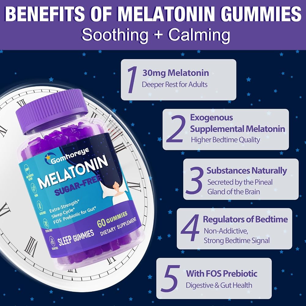 Gomhoreye Melatonin Gummies 30mg Sugar Free - 120 Count - image 3