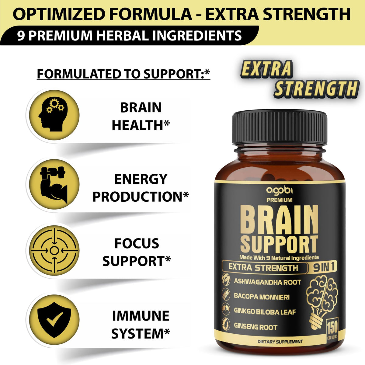 agobi 9in1 Brain Support Supplement - 150 Capsules - image 3