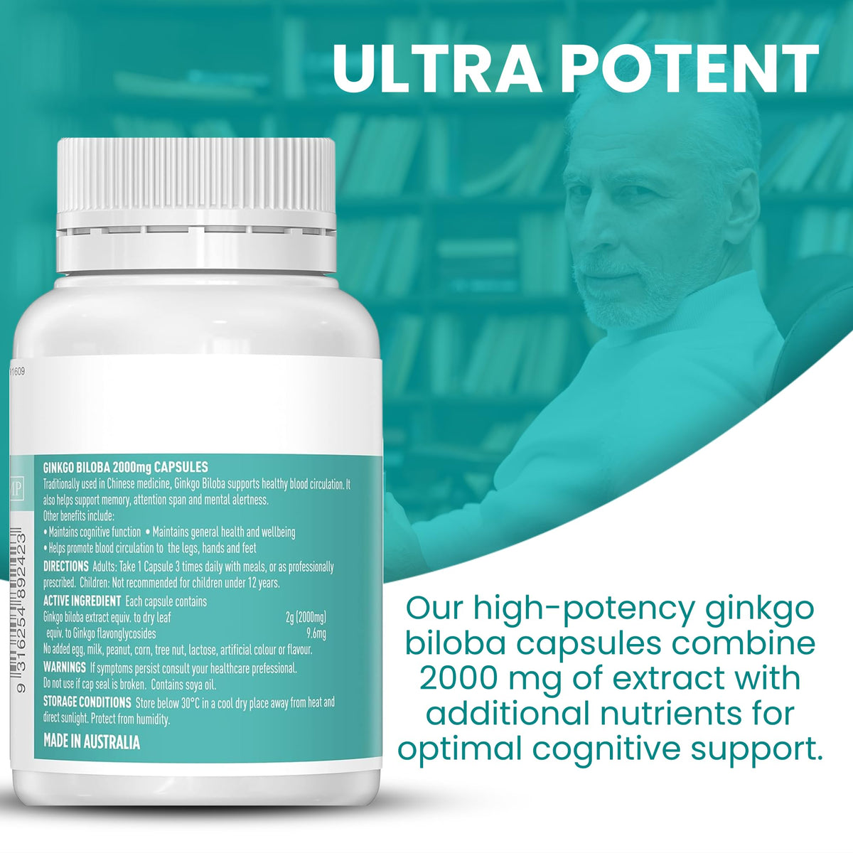 Healthy Care Ginkgo Biloba 2000mg - 100 Capsules - image 3