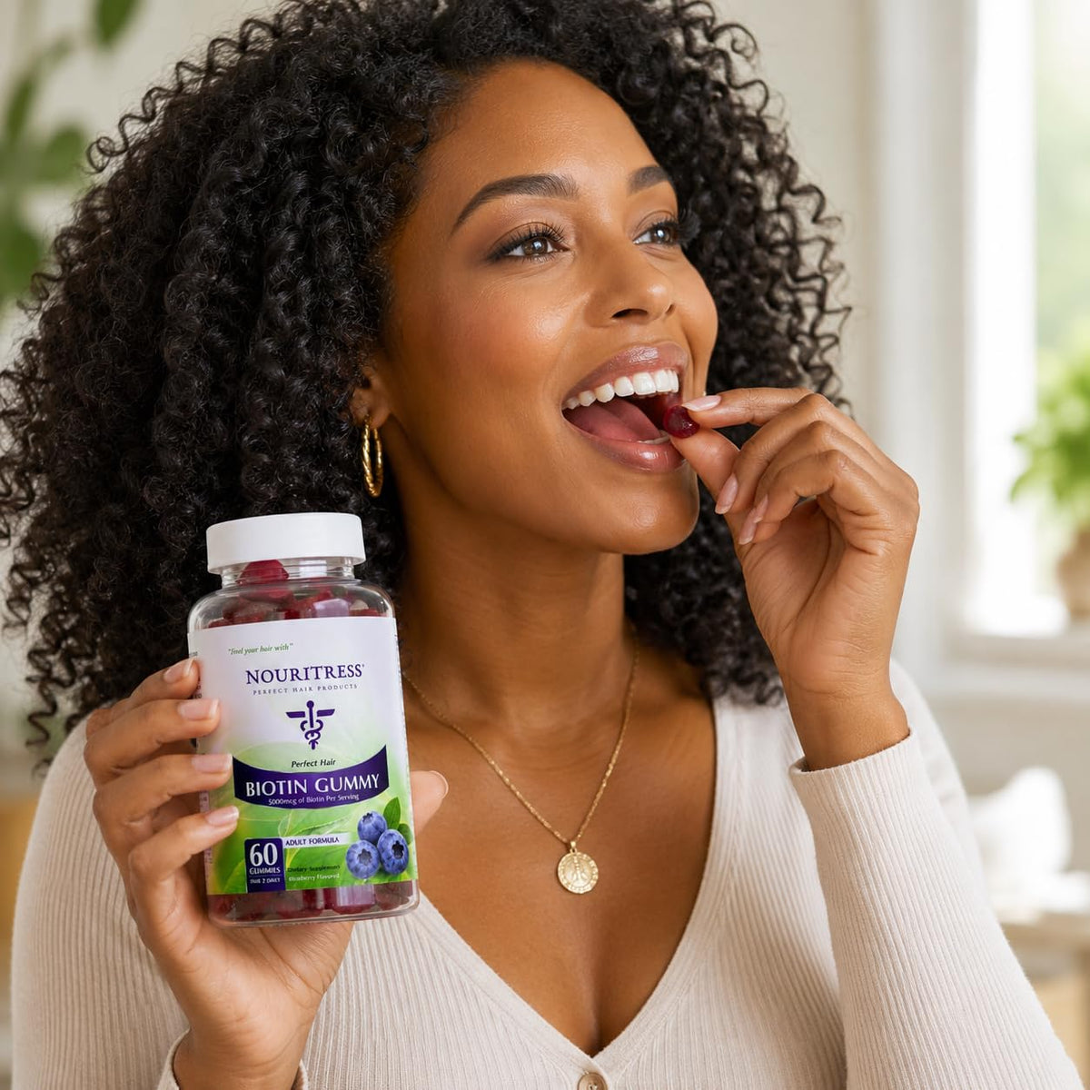 NouriTress Perfect Hair Biotin Gummies Blueberry - 60 Gummies - image 4