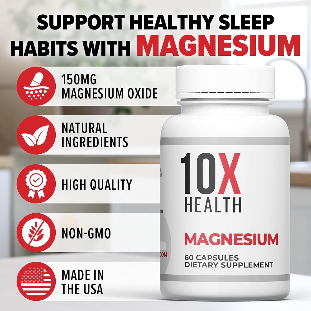 10X Health Magnesium Oxide Supplement for Sleep & Muscle Support - 60 Capsules - image 7
