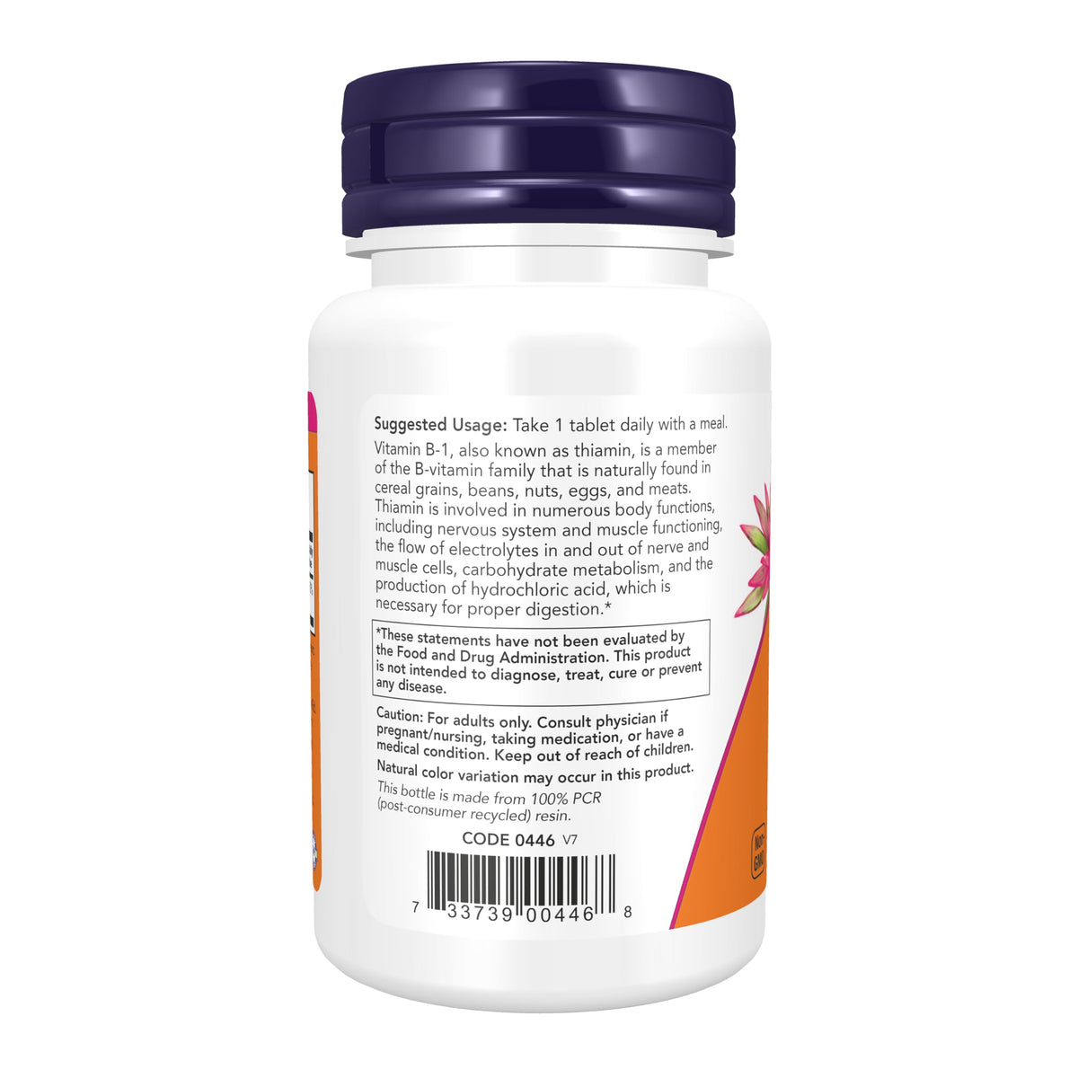 NOW Foods Vitamin B-1 Thiamine 100mg - 200 Tablets - image 3