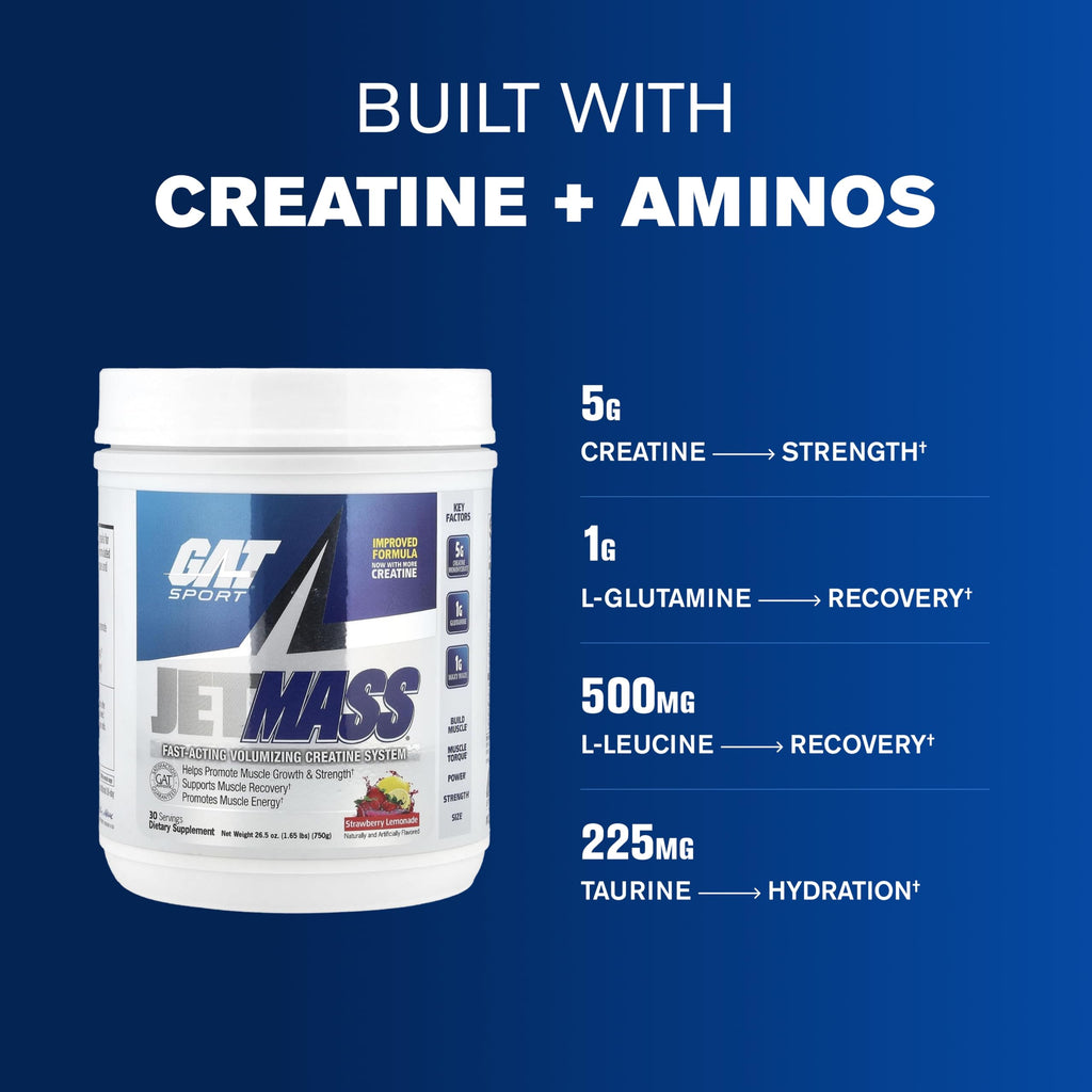 GAT SPORT JETMASS Creatine Powder Strawberry Lemonade - 30 Servings - image 6