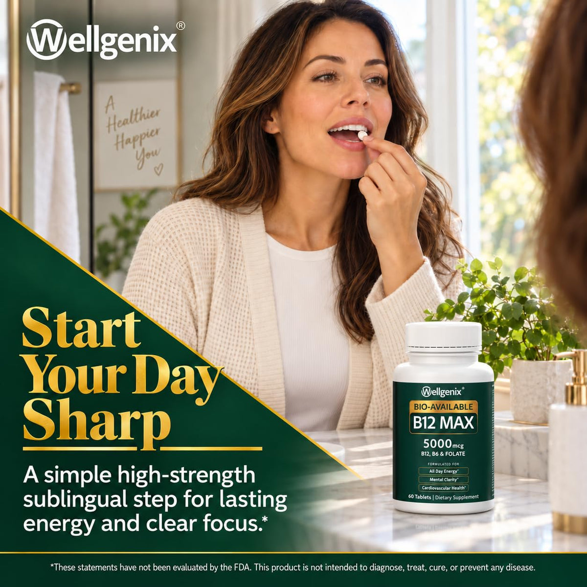 Wellgenix Bio-Available Sublingual B12 Max - Formulated for High