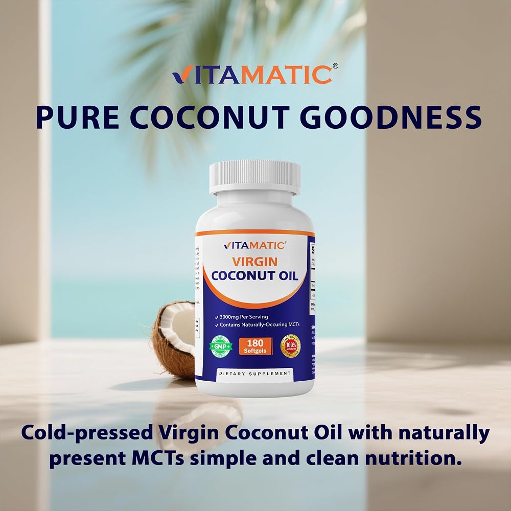 Vitamatic Virgin Coconut Oil Softgels 3000 mg - 180 Softgels - image 4