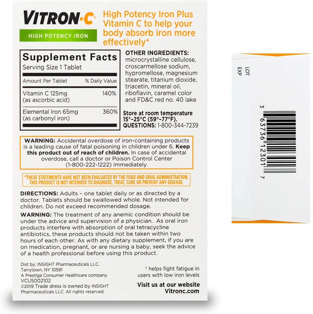 Vitron-C High Potency Iron Plus Vitamin C - 420 Tablets - image 6