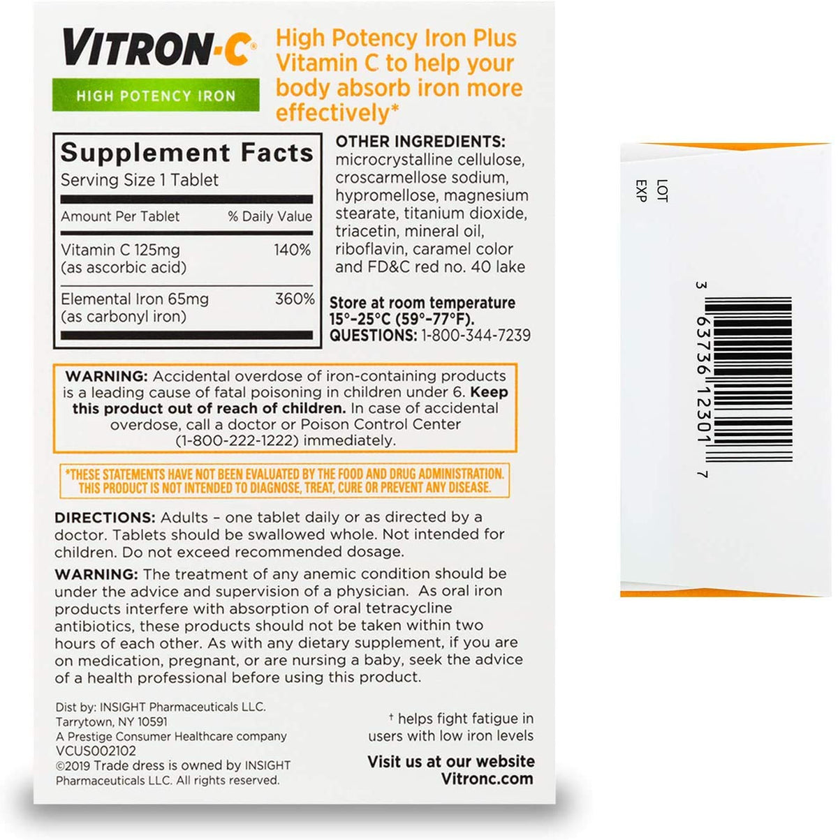 Vitron-C High Potency Iron Plus Vitamin C - 420 Tablets - image 6