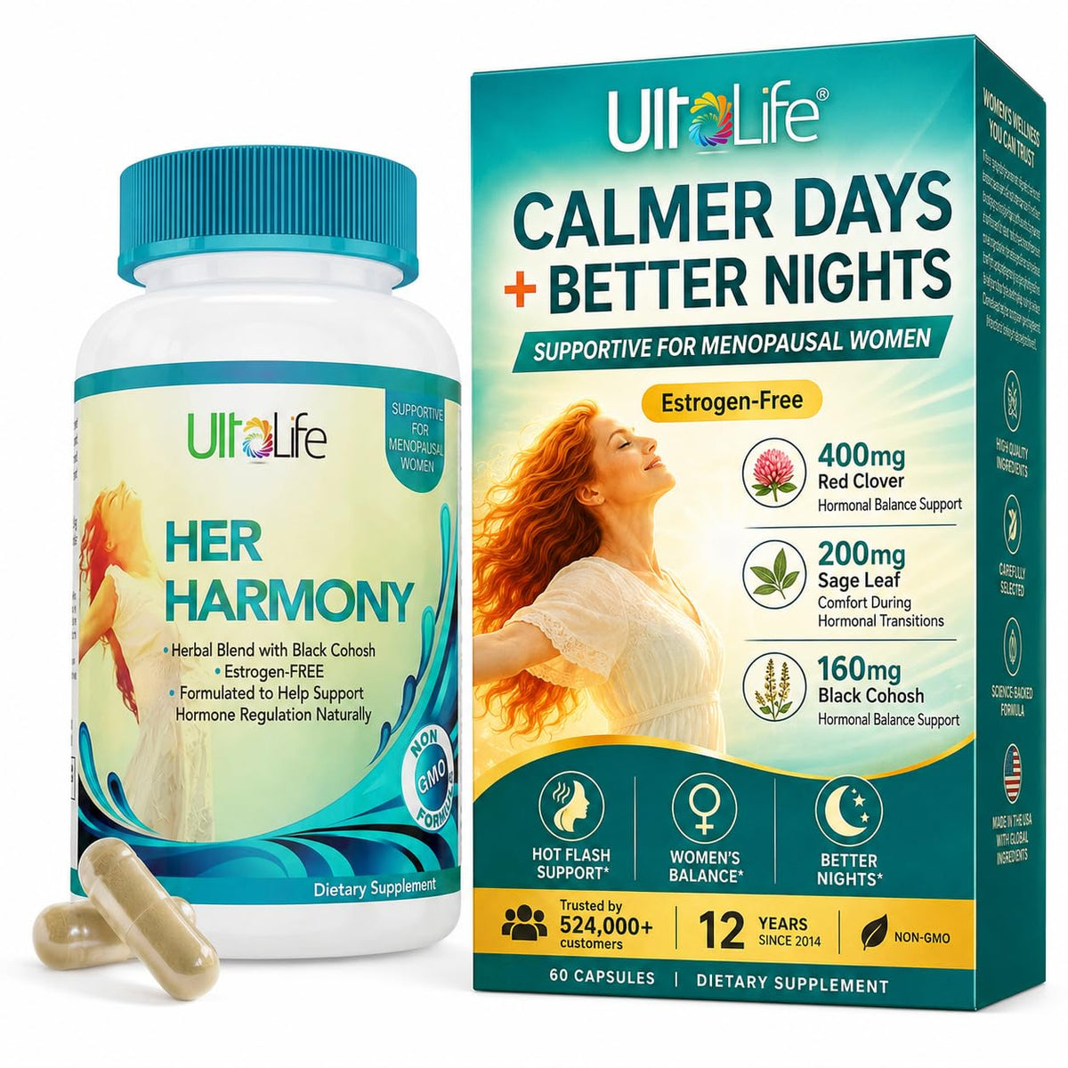 ULTALIFE Her Harmony Menopause Supplements for Women - 60 Capsules
