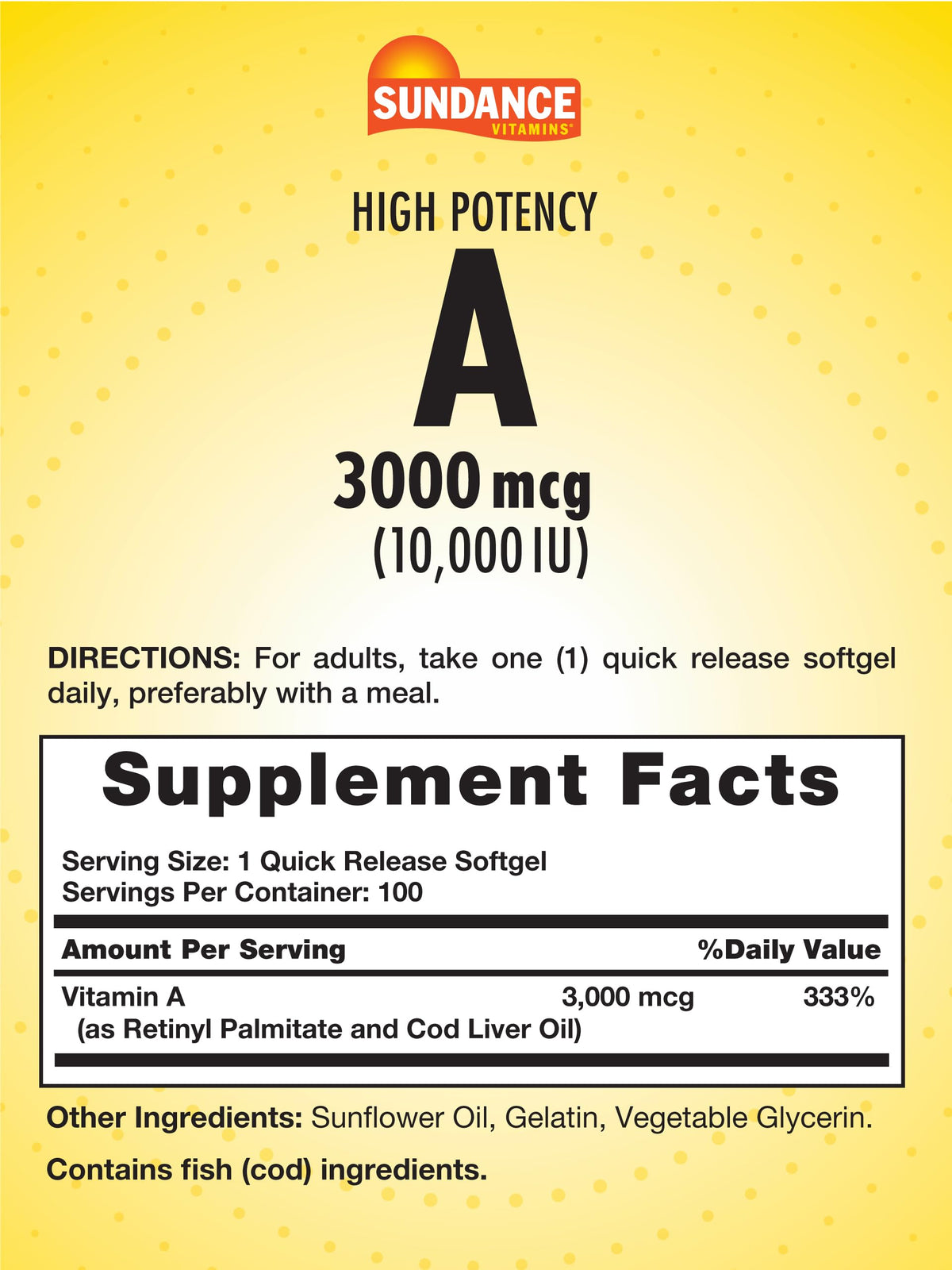 Sundance Vitamin A 10000 IU Softgels - 100 Count - image 2