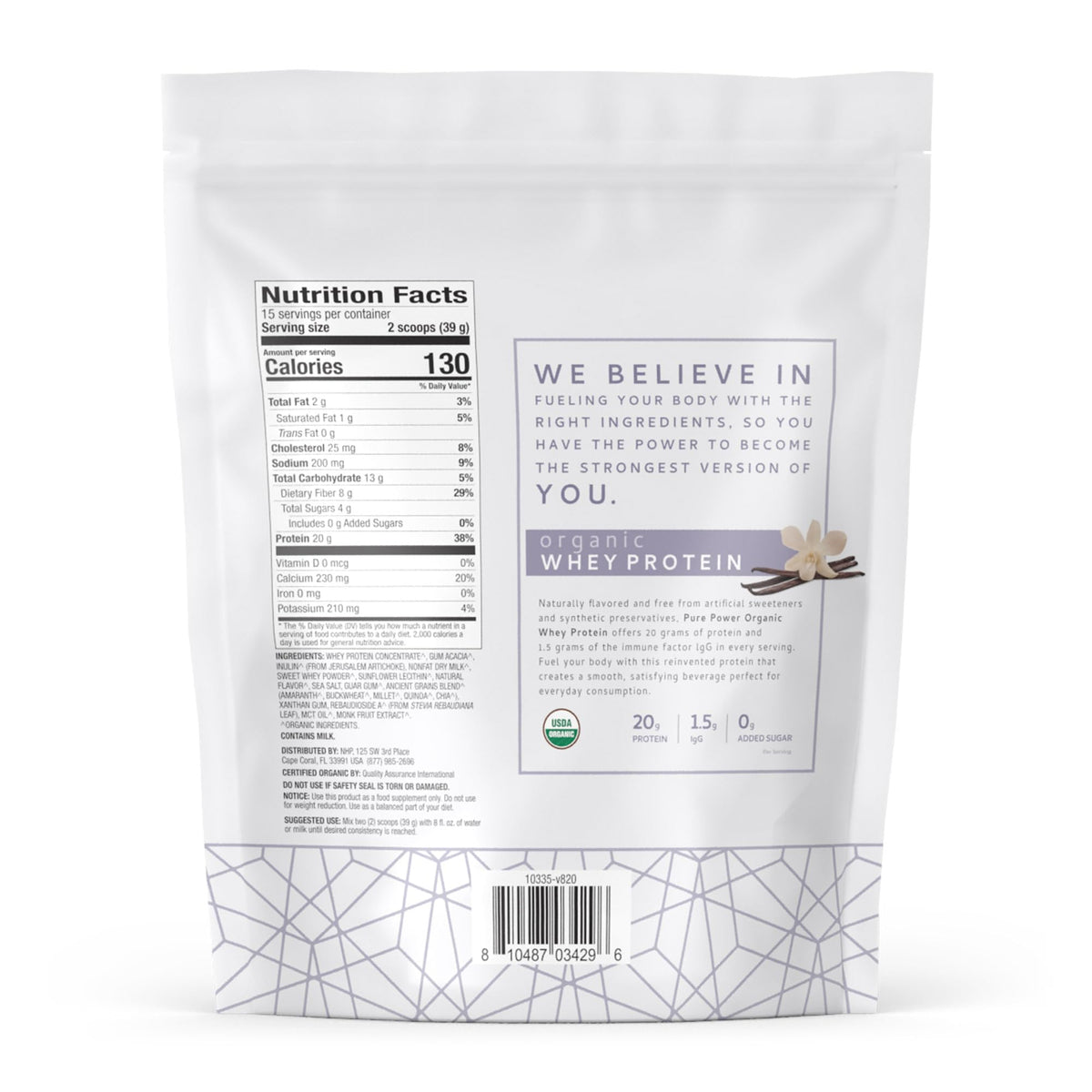 Dr. Mercola Pure Power Organic Whey Protein, 20 g