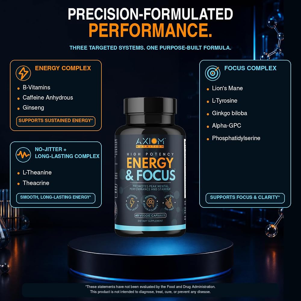Axiom Nutrition Energy and Focus 200mg Caffeine - 60 Capsules - image 4