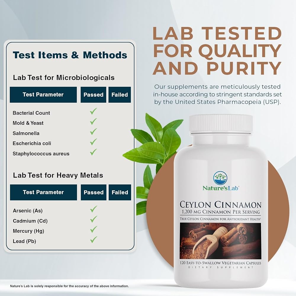 Nature's Lab Ceylon Cinnamon 1,200 mg - 120 Vegetarian Capsules - image 3