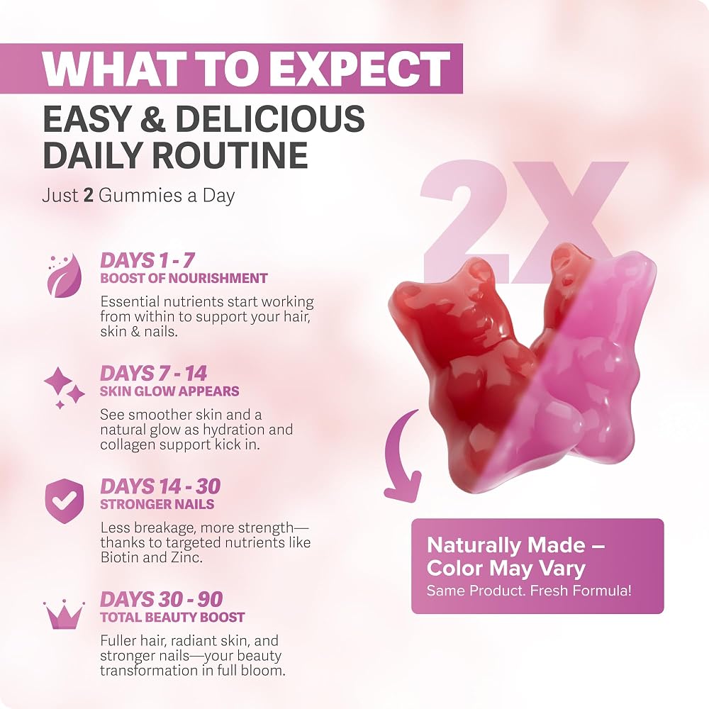 Rosabella® Hair Growth Vitamin Gummies [60 Gummies] Biotin for Faster