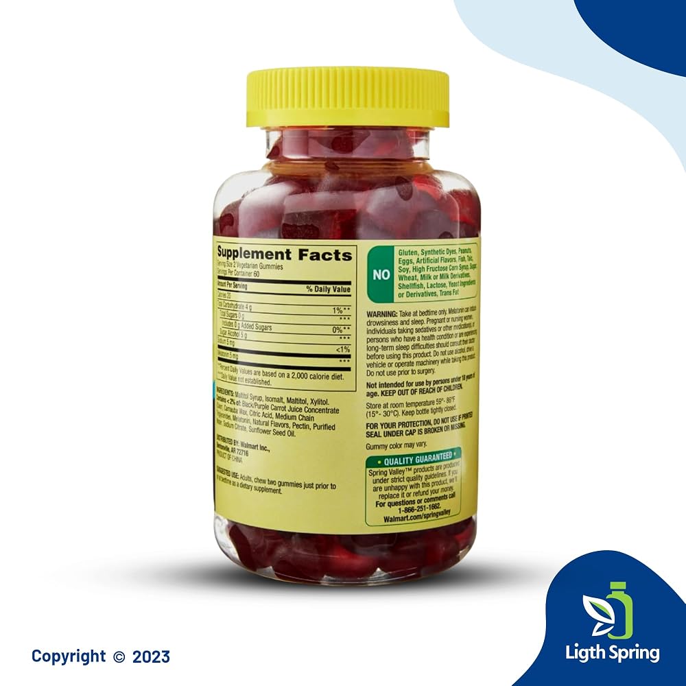 LightSpring Zero Sugar Melatonin 5 MG Sleep Support - 120 Gummies - image 2