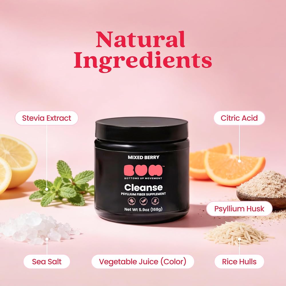 (BUM) Bottoms Up Movement Bum Psyllium Fiber Cleanse Powder for Daily
