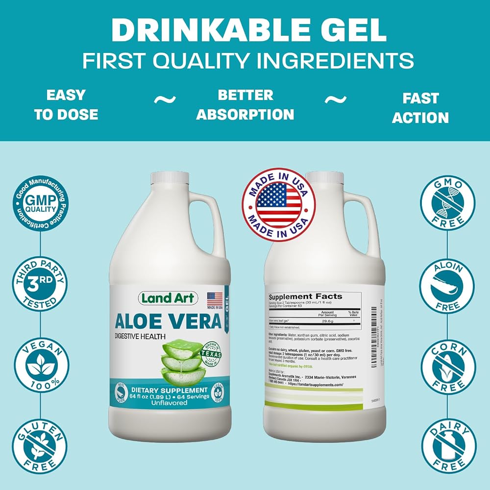 Land Art Pure Aloe Vera Drinkable Gel - Cold-Processed Inner Filet