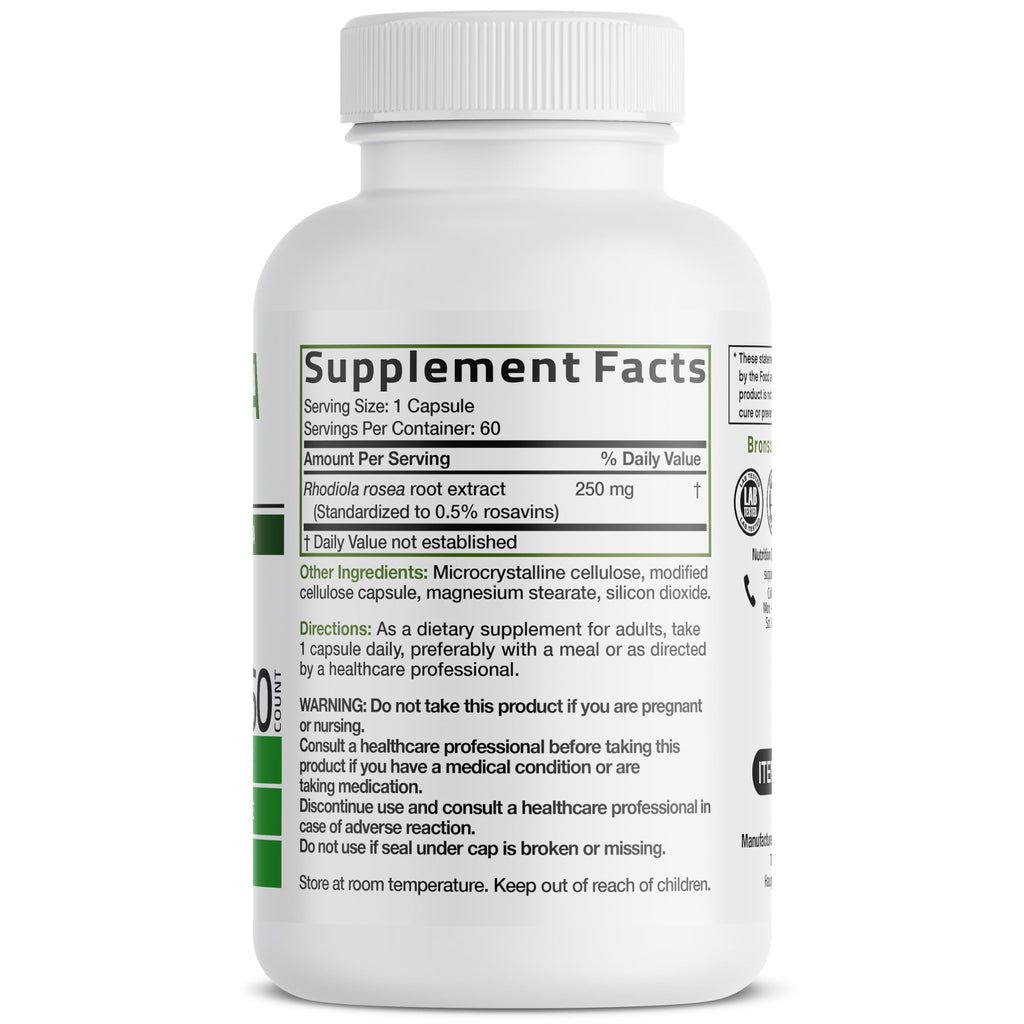 Bronson Rhodiola Rosea Adaptogen for Stress, Mood & Energy - 60 Capsules - image 2