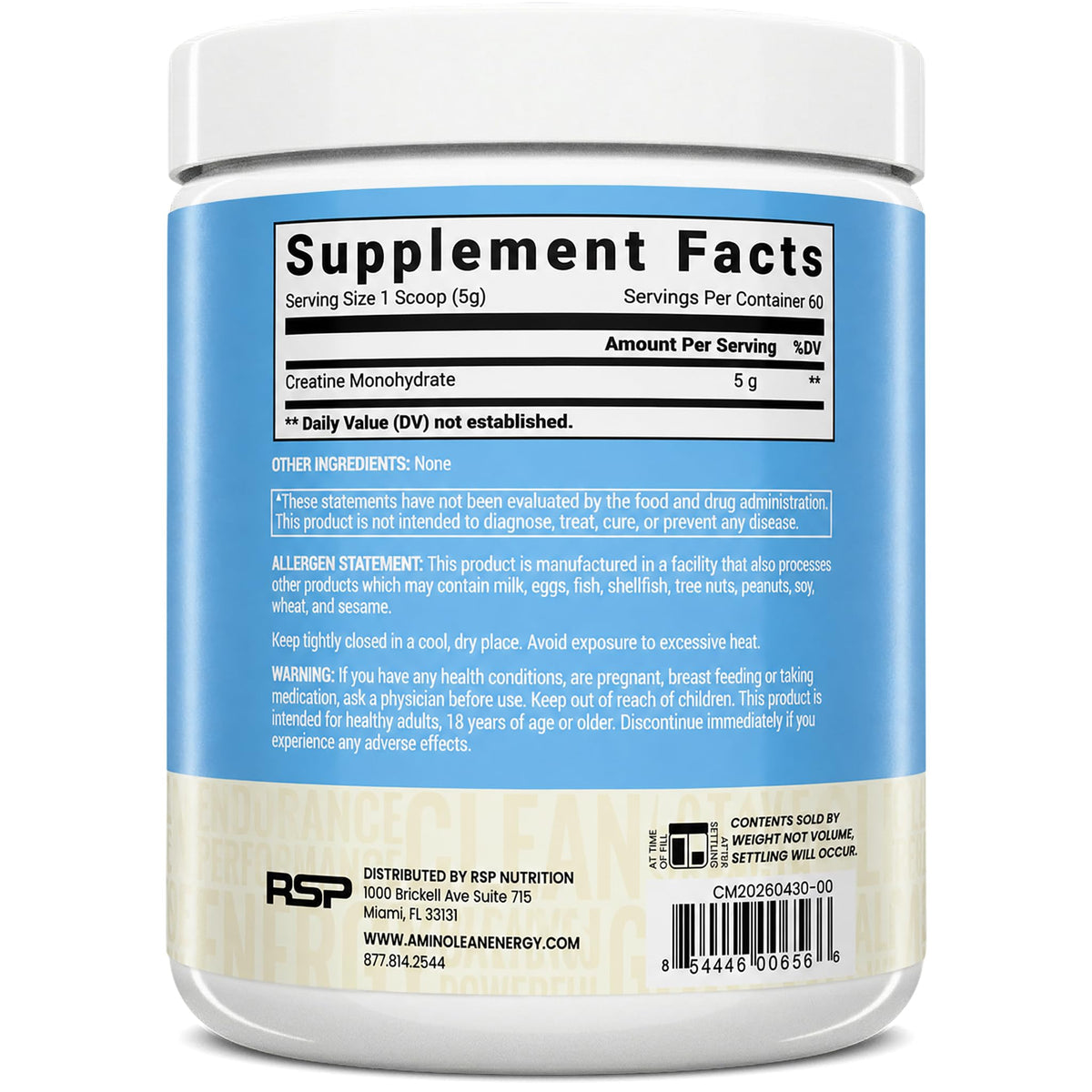 RSP Nutrition TrueFit Creatine Monohydrate Powder - 60 Servings - image 6