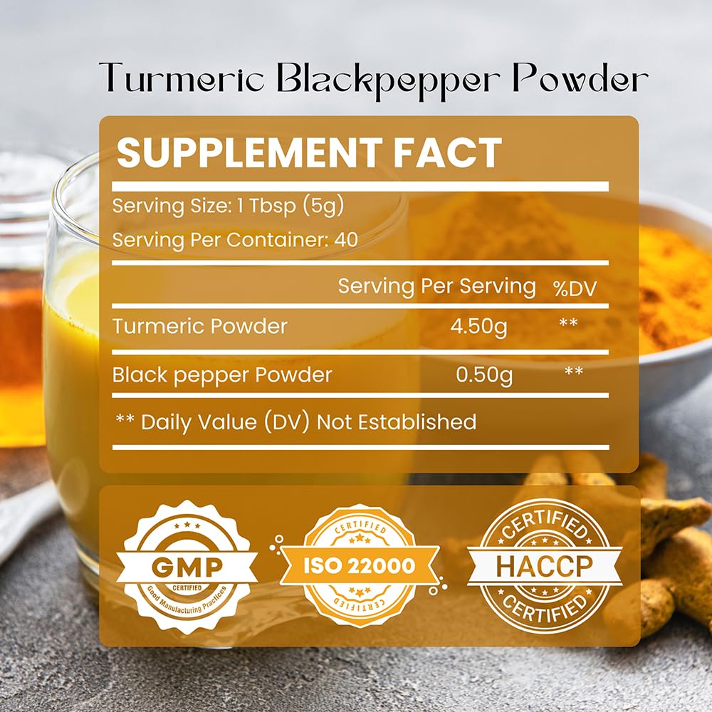Hebhac Herbs Turmeric Curcumin Powder with Black Pepper - 200g - image 3