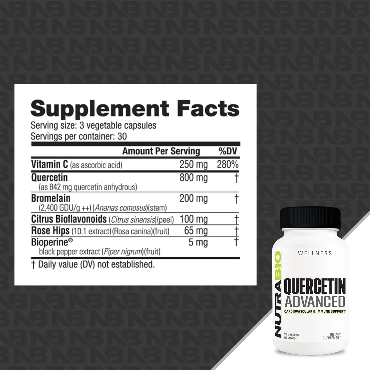 NutraBio Quercetin Advanced with Vitamin C & Bromelain - 90 Capsules - image 2