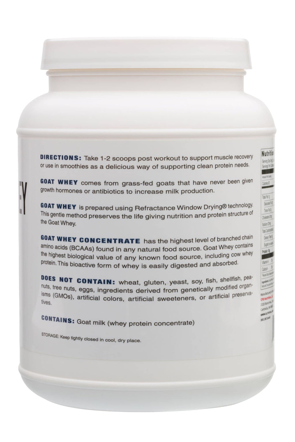 CFS Nutrition Goat Whey Protein Grass-Fed Natural Vanilla - 20 Servings - image 2