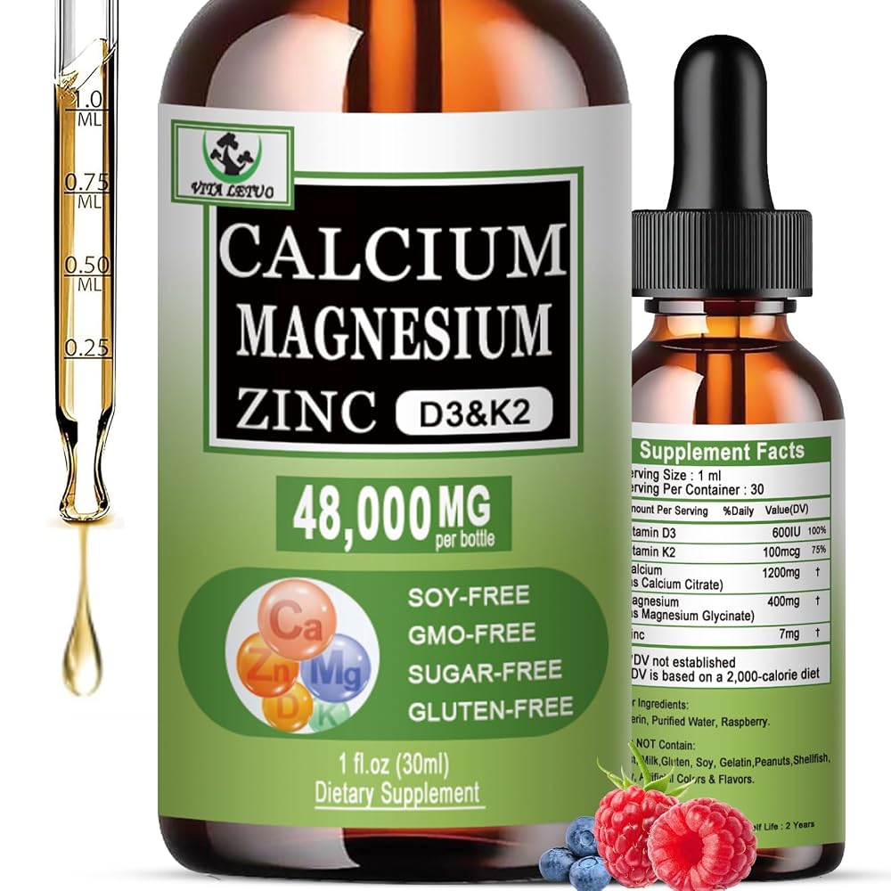 Vita Letuo Calcium Magnesium Zinc Liquid Drops - 1 Fl Oz