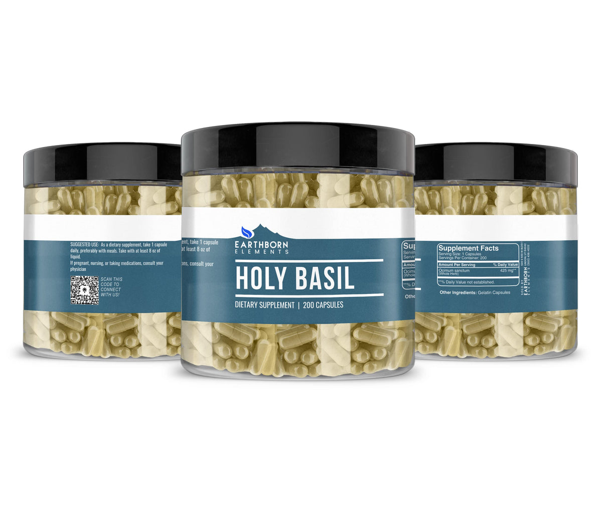 Earthborn Elements Holy Basil 200 Capsules, Pure & Undiluted - image 2