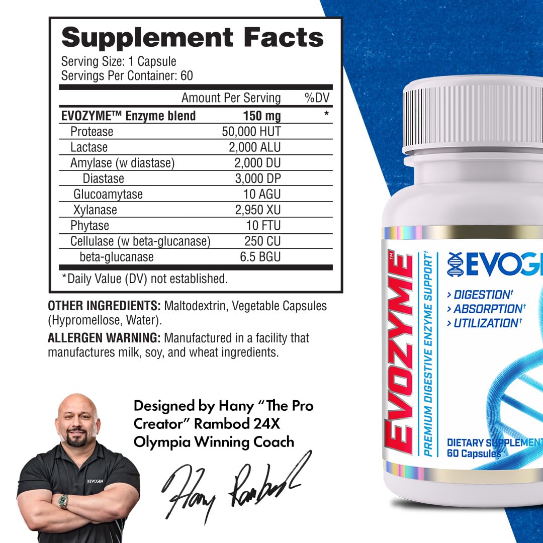 Evogen Evozyme Digestive Enzymes for Gut Health - 60 Capsules - image 2