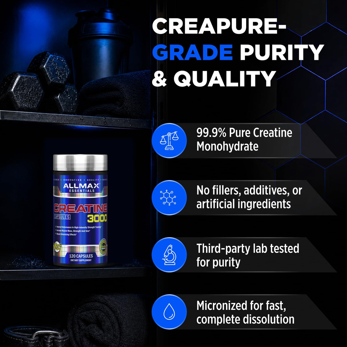 ALLMAX Creatine Monohydrate 3000 mg - 120 Capsules - image 3