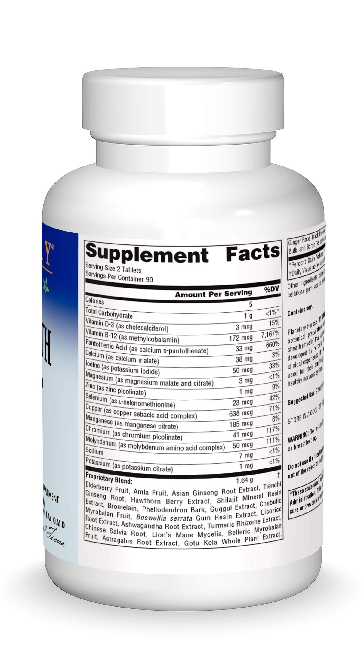 Planetary Herbals Myelin Sheath Support 820 mg - 180 Tablets - image 3