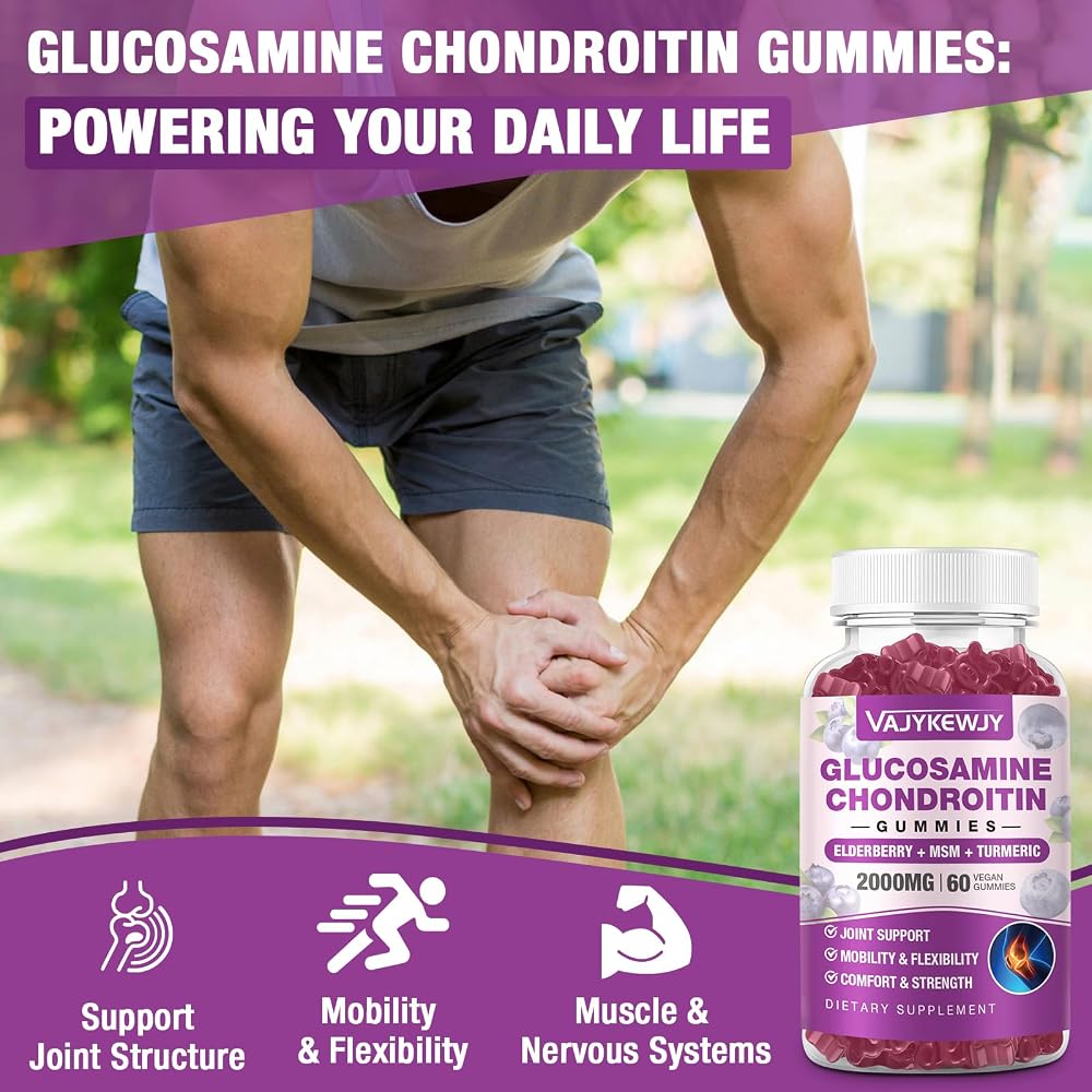 VAJYKEWJY Glucosamine Chondroitin Gummies Joint Support - 60 Gummies - image 3
