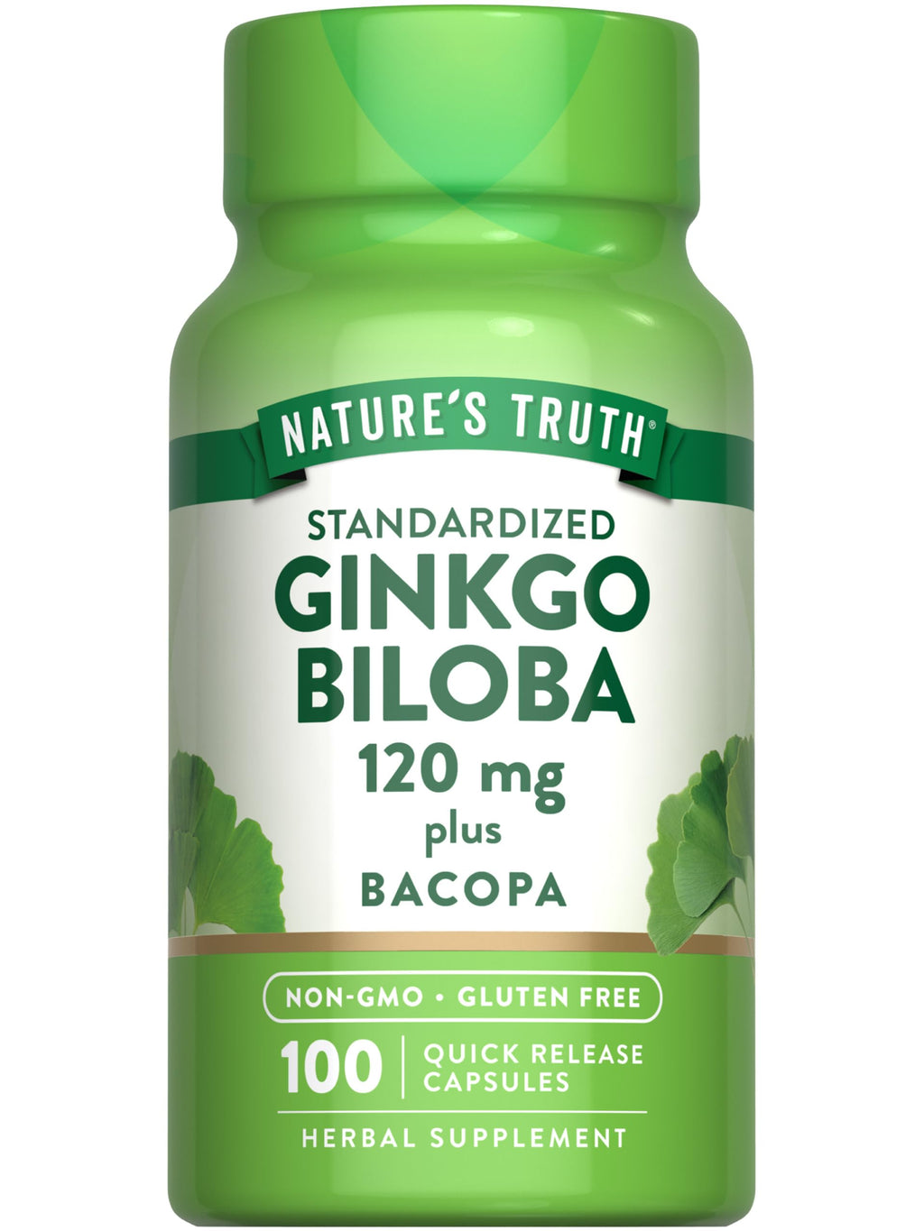 Nature's Truth Ginkgo Biloba 120mg Plus Bacopa - 100 Capsules