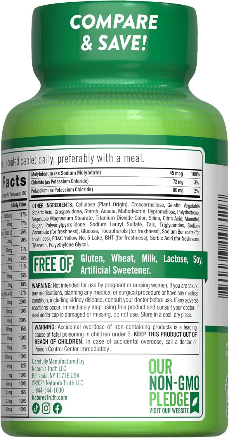 Nature's Truth ABC Complete Vitamins + Minerals Multivitamin - 100 Caplets - image 3