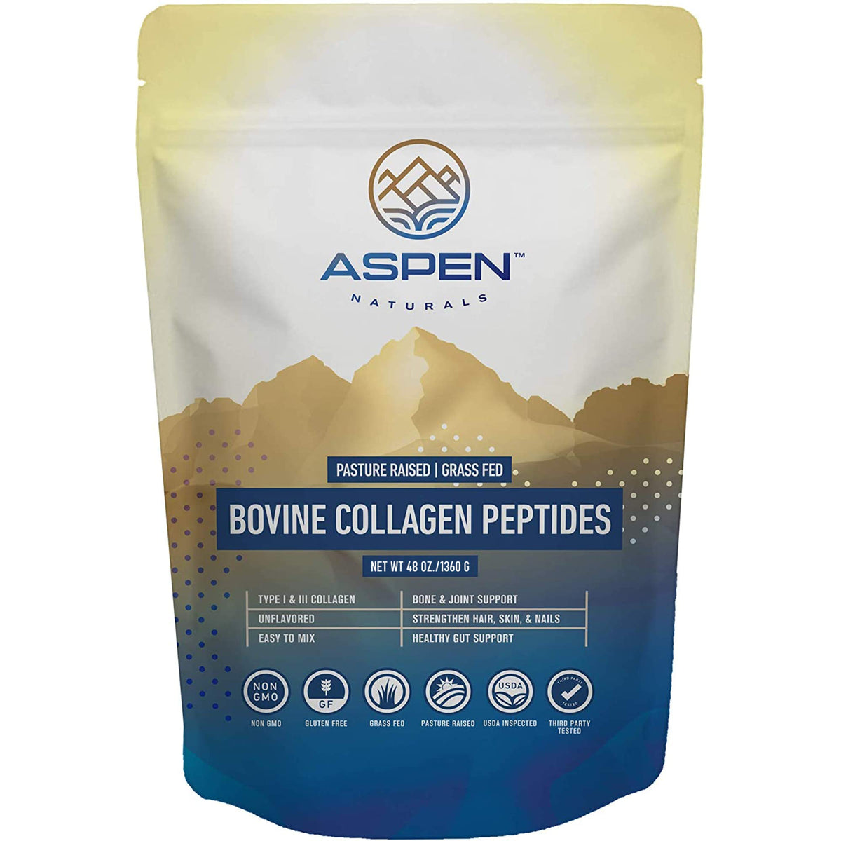Aspen Naturals Grass Fed Bovine Collagen Peptides Powder - 3 Lb
