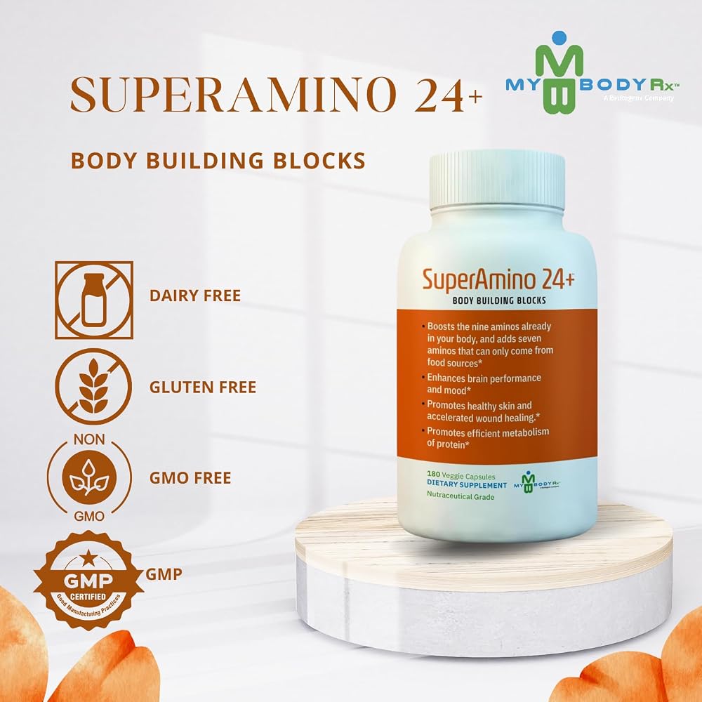 MYBODYRX SuperAmino 24+ Amino Acid Formula - 180 Vegetarian Capsules - image 2