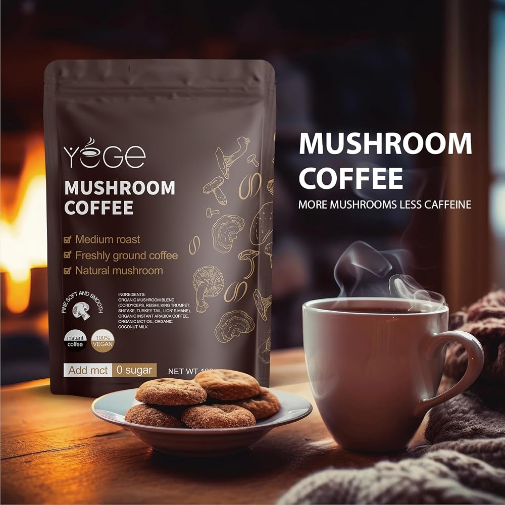YEGE Mushroom Coffee, Instant Organic Mushroom Coffee