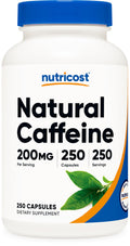 Nutricost Natural Caffeine 200mg - 250 Vegetarian Capsules