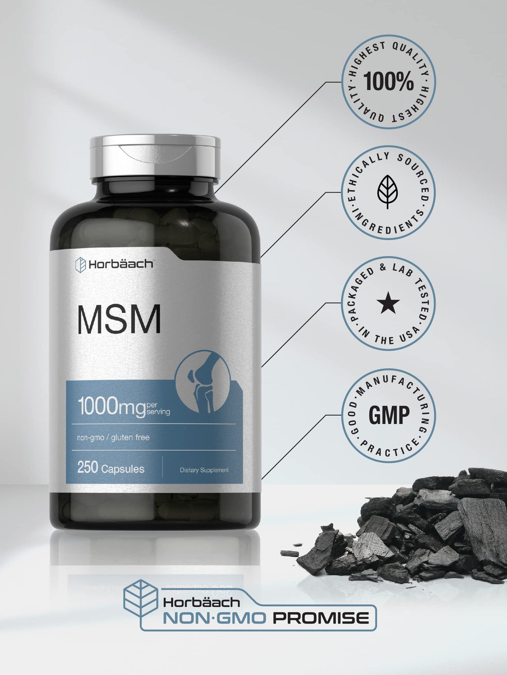 Horbäach MSM Supplement 1000mg - 250 Capsules - image 5